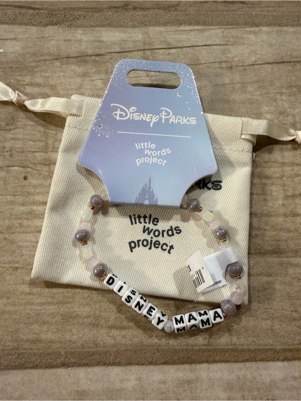 Disney little words project 'Disney Mama'  Beaded Bracelet - Cream & Lavender